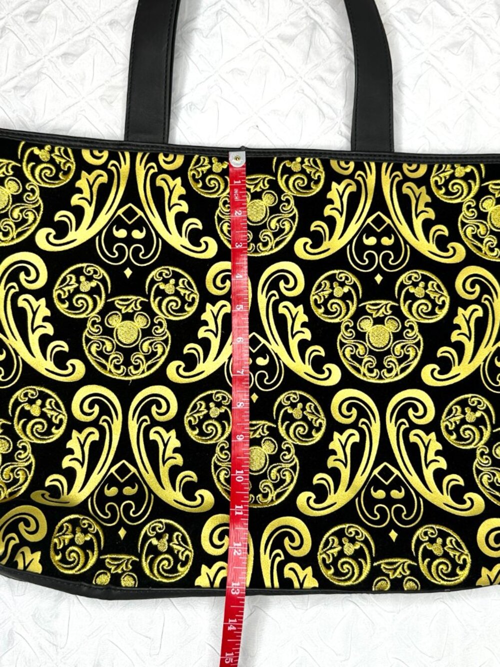 NWOT Disney Parks Original Mickey Mouse Large Purse/Tote Baroque Filigree Velvet - Picture 8 of 9